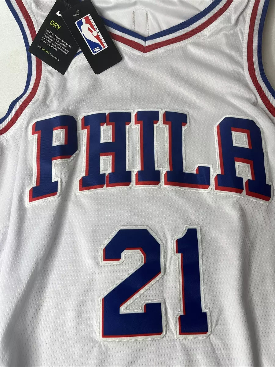 Men 21 Joel Embiid Jersey White Philadelphia 76ers Swingman Jersey