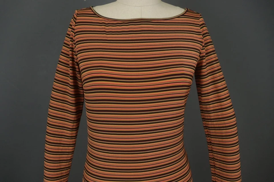 Vestido Gigli Multi Rayas Manga Larga Calce Ajustado Cuello Redondo Pullover Bodycon Talla 46 Foto 2 de 4