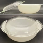 Pyrex White Ovenware 023 Covered Casserole c1950s Made in USA 1.5 quart