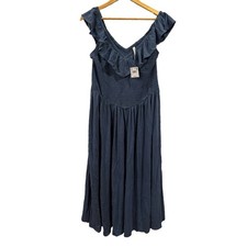 American Eagle Blue Ruffle Maxidress Womens L