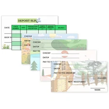 6x3 Inch Fake Checkbook Set with Pretend Deposit Slip and Check Register, 200...