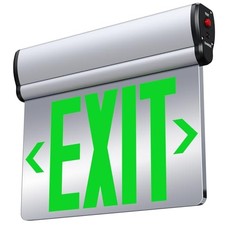 Led Edge-Lit Exit Sign ,Brushed Aluminum Housing Double Sided Mirror 1 Pack