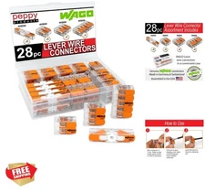 WAGO 221 Lever Nuts 28pc Compact Splicing Wire Connector Assortment with Case...