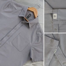 Vuori Bridge Shirt Men's M Platinum Woven Performance Button Front S# V184