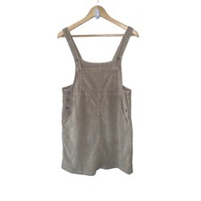 American Eagle Tan Corduroy Pinafore Overall Mini Dress Womens Small Beige