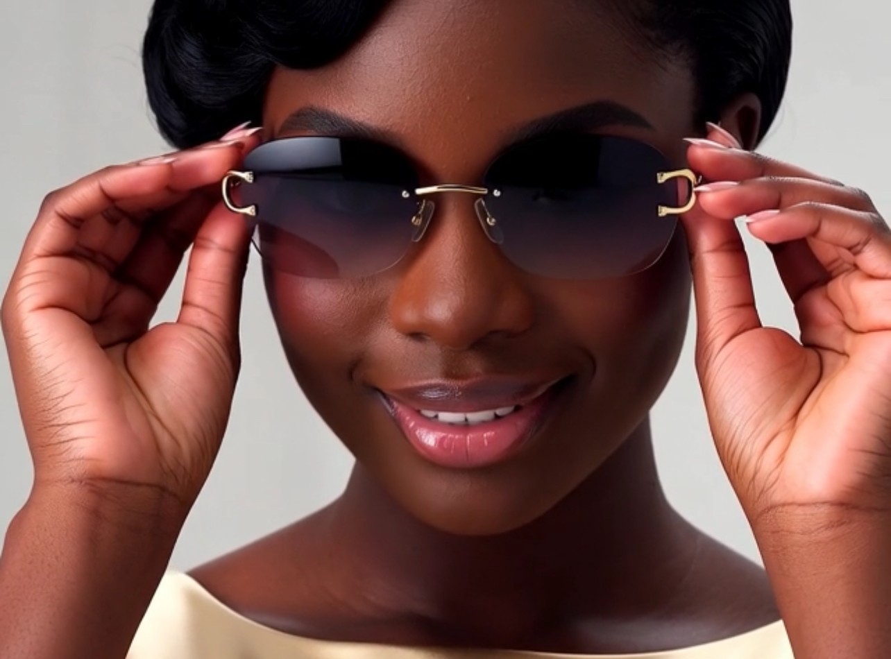 Elegant Women Sunglasses Clear Lens Eyeglasses Gold Retro Hip Hop Street Glasses