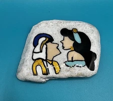 Hand Painted Rock Art ( Disney Aladdin And Jasmine) Rock Decor  Home Decor