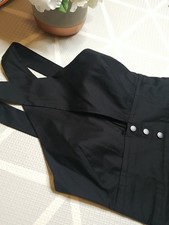 VTG BEBE Dress US 2 Black Halter Cutout Buttoned Gothcore Whimsygoth Hipster