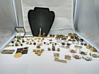 Men's Accessories Lot Cufflinks TieTacs & Bars Vintage to Now. All Wearable 61pc
