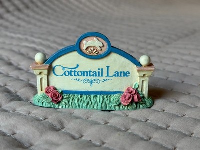 Easter village cottontail Lane entrance sign pink roses MAX2656