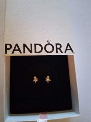 Pandora Earrings 925 Silver Star Shaped In Box 