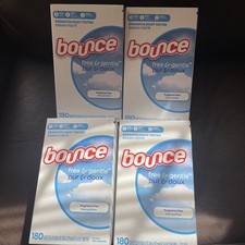 4 Bounce Free Gentle Dryer Sheets, 180ct Ea 720 Ct Unscented Fabric Softener