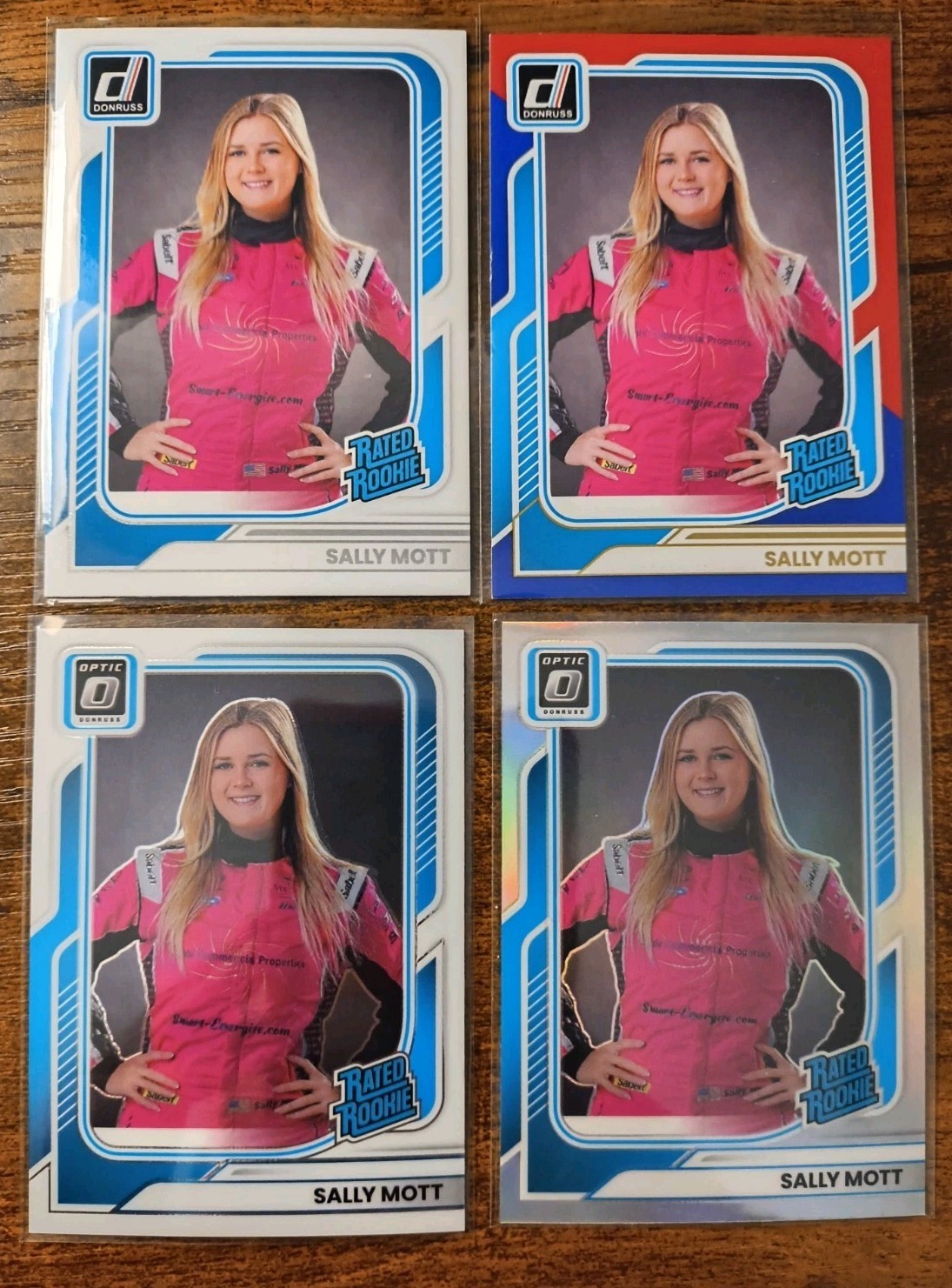 2026 Panini Donruss Nascar  Sally Mott #97 RC, Red & Blue, Optic, Silver Optic..