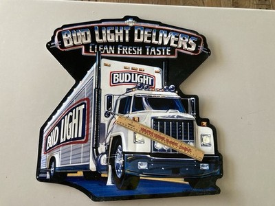   VINTAGE Bud Light Delivery Truck Metal Tin Sign Beer Bar Mancave Budweiser