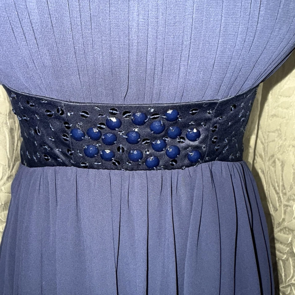 Vestido Max and Cleo Sin Tirantes Azul Marino Talla 4 Mujer Baile de graduación Clásico Dama de Cuentas Cremallera Foto 3 de 4