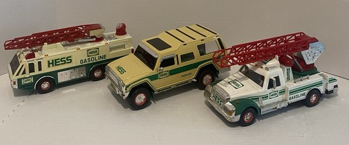 Lot of 3 Vintage Hess Toy Trucks 1990’s-2000s Fire, Tow And Hummer Trucks