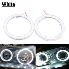 2x 70mm Led Drl Fog Headlights Cob Angel Eyes Halo Ring White Light Lamp 12v Us