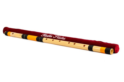 PVC Fiber D Natural Bansuri Double Base Octave 32.5'' inches Right Handed NUS