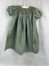 antique dress child girl smocked gingham bust 26 vintage 1960