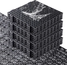 12PCS Interlocking Drainage Mat, 12" x 12" Non-Slip Splicing Rubber Drainage Flo