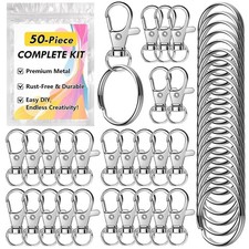 50 PCS Keychain Making Kit with Lobster Claw Clasps  Key Rings   Keychain Clip