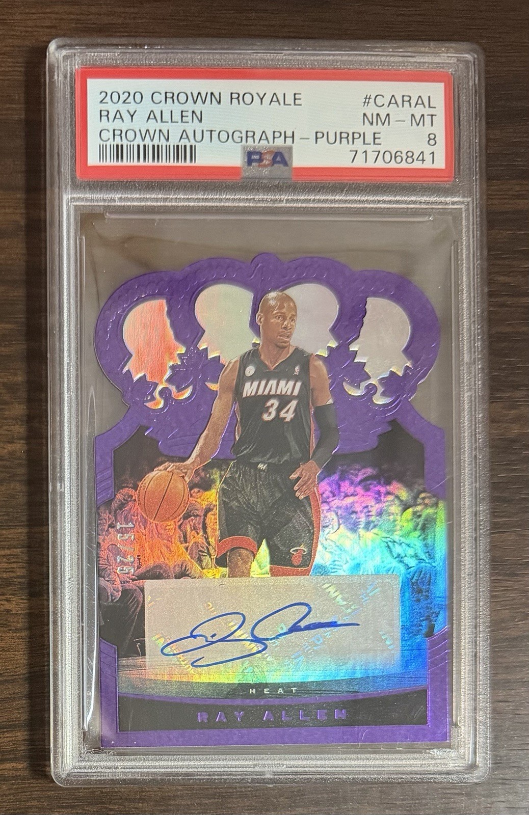 Ray Allen 2020 Crown Royale PSA 8 Crown Autograph Purple /25 #CA-RAL NM-MT Auto