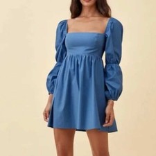 Reformation Michaela Babydoll  Dress in Azure Dusk Blue  Women's Size 14