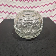 Vintage CUBIST FAIRY LIGHT Indiana Glass Homeco Clear Candleholder Diamond-Cut