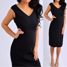 ANN TAYLOR Black Sleeveless V Neck Elegant Sheath Dress Size 6 S Small