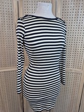 Ganni Sriped Long Sleeve Button-Detail Jersey Dress/Top Size S - R4
