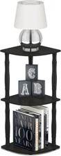 3-Tier Turn-N-Tube Corner Display Rack Multipurpose Shelving Unit Espresso Black