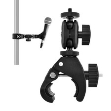 Mic Crab Clamp Mount Double Ball Head Adjustment 1/4 To 5/8 Screw Black