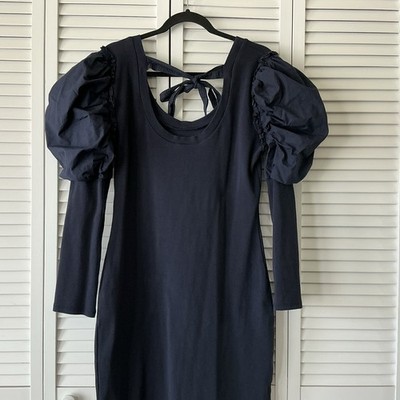Cleobella Sandra Navy Midi Dress Sz XL Designer Chic Elegant Comfort Knit Cotton