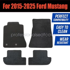 Floor Mats Carpet Velour Fits 2020 2021 2022 2023 2024 2025 Ford Mustang Black