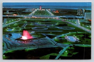 Brasilia Brazil Night View Postcard Illuminated Fountain Modern Architecture