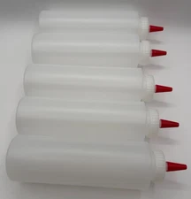 Pinnacle Mercantile Plastic Squeeze Condiment Bottles with Red Tip Cap 16oz. 5pk