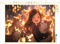 Calvendo Puzzle Manga Illustration - MäDchen Mit Hunde Welpen | 2000 Teile Lege-
