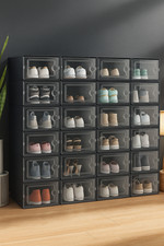 12PCS Stackable Shoes Storage Box Organizer Clear Sneaker Display Case Container