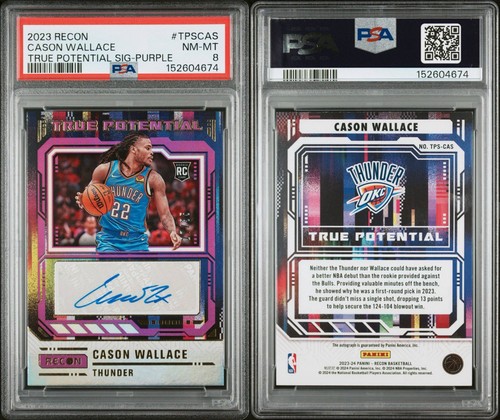 Panini Recon 2023-24 Cason Wallace True Potential Sigs Purple /25 PSA 8