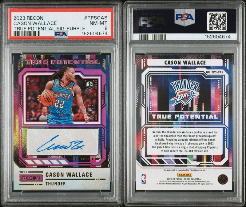 Panini Recon 2023-24 Cason Wallace True Potential Sigs Purple /25 PSA 8
