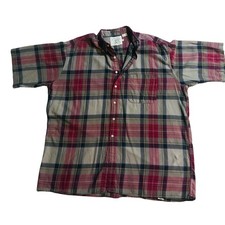 Shelter Island Outfitters Plaid Short Sleeve Button Up Shirt Sz 1X Made In USA