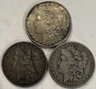 1882 1883 1896 Morgan Silver Dollar Lot of 3 $1 U.S. Coins 90% Silver