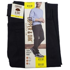 Copper and Oak Supply Co Mens 32x32 Black Straight Fit Tech Utility Pants