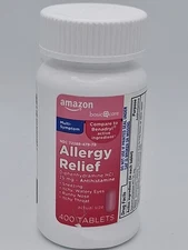 Amazon Basic Care Allergy Relief Diphenhydramine HCI 25mg, 400 tabs. Exp: 02/26