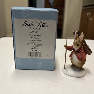 Enesco 2007 Beatrix Potter Classics  Rabbit With Twigs  Mini Figurine New In Box