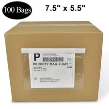 100 7.5x5.5 Clear Packing List Invoice Label Pouches Shipping Envelopes Adhesive