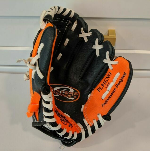 orange baseball glove