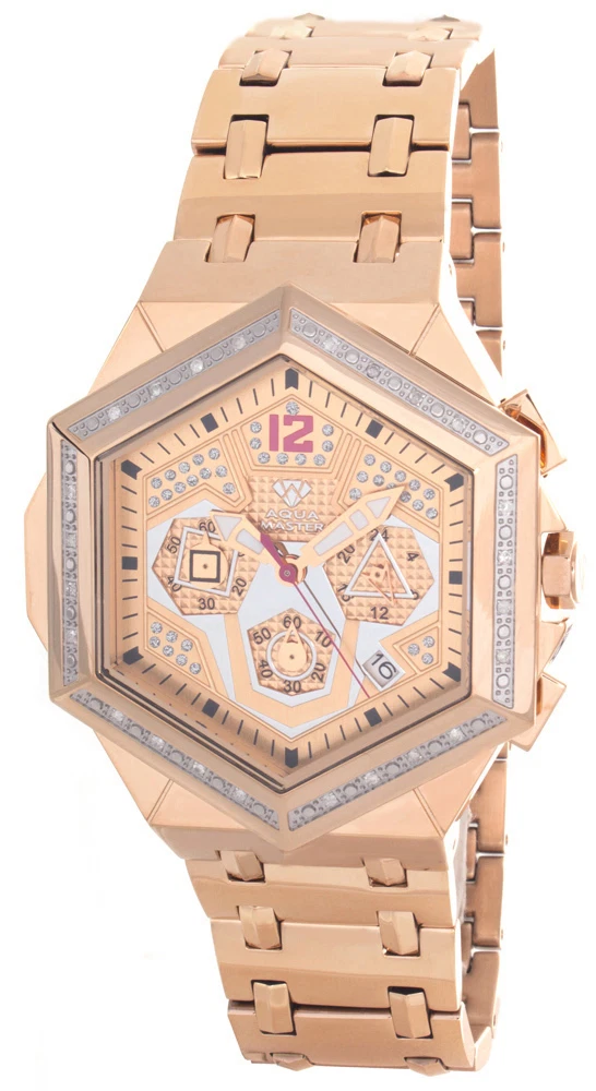 Aqua master rose gold watch sales