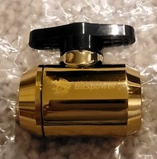 Bitspower G1/4" Mini Valve with Black Handle, True Brass Body