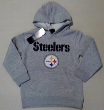 PITTSBURGH STEELERS NFL APPAREL HOODED SWEATSHIRT HOODIE BOYS S M L GRAY